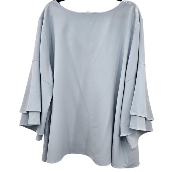 Lane Bryant Blouse Womens Plus Size Blue V Neck Bell Sleeve - Picture 5 of 9